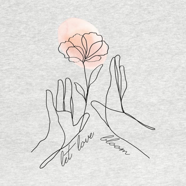 One line drawing of flower and hand by thecolddots